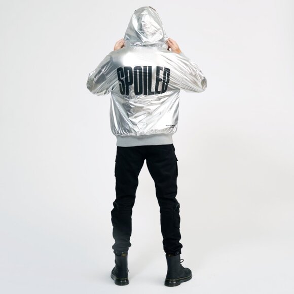 The SpoiledChild Jeremy Scott Chrome Silver Hoodie Hooded Zip Sweatshirt Jacket - Picture 12 of 16